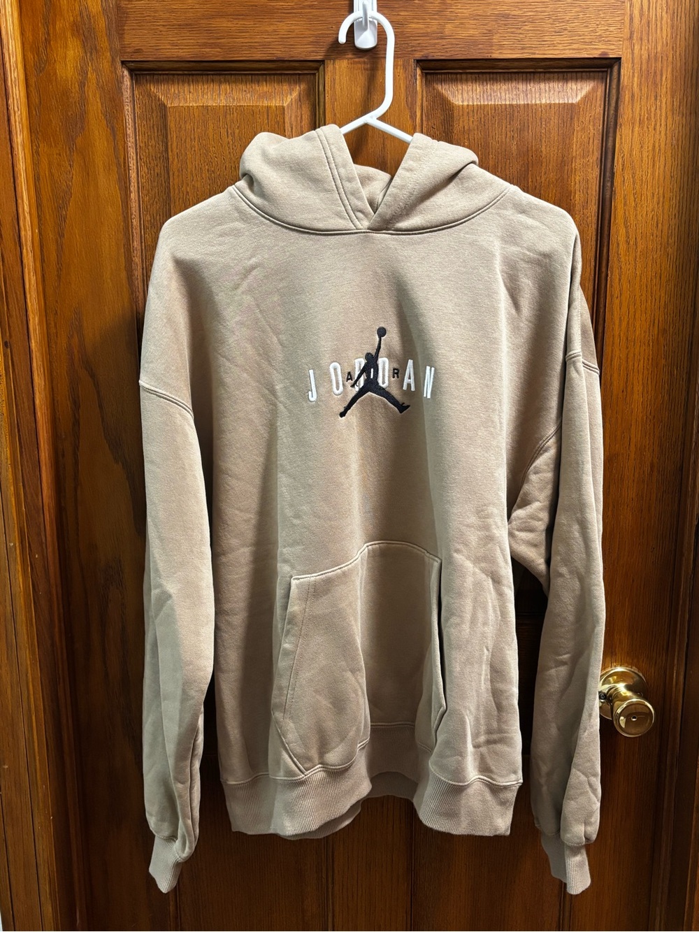 Jordan Brooklyn Fleece Oversized Graphic Pullover Hoodie - Hemp Tan - Sz S.